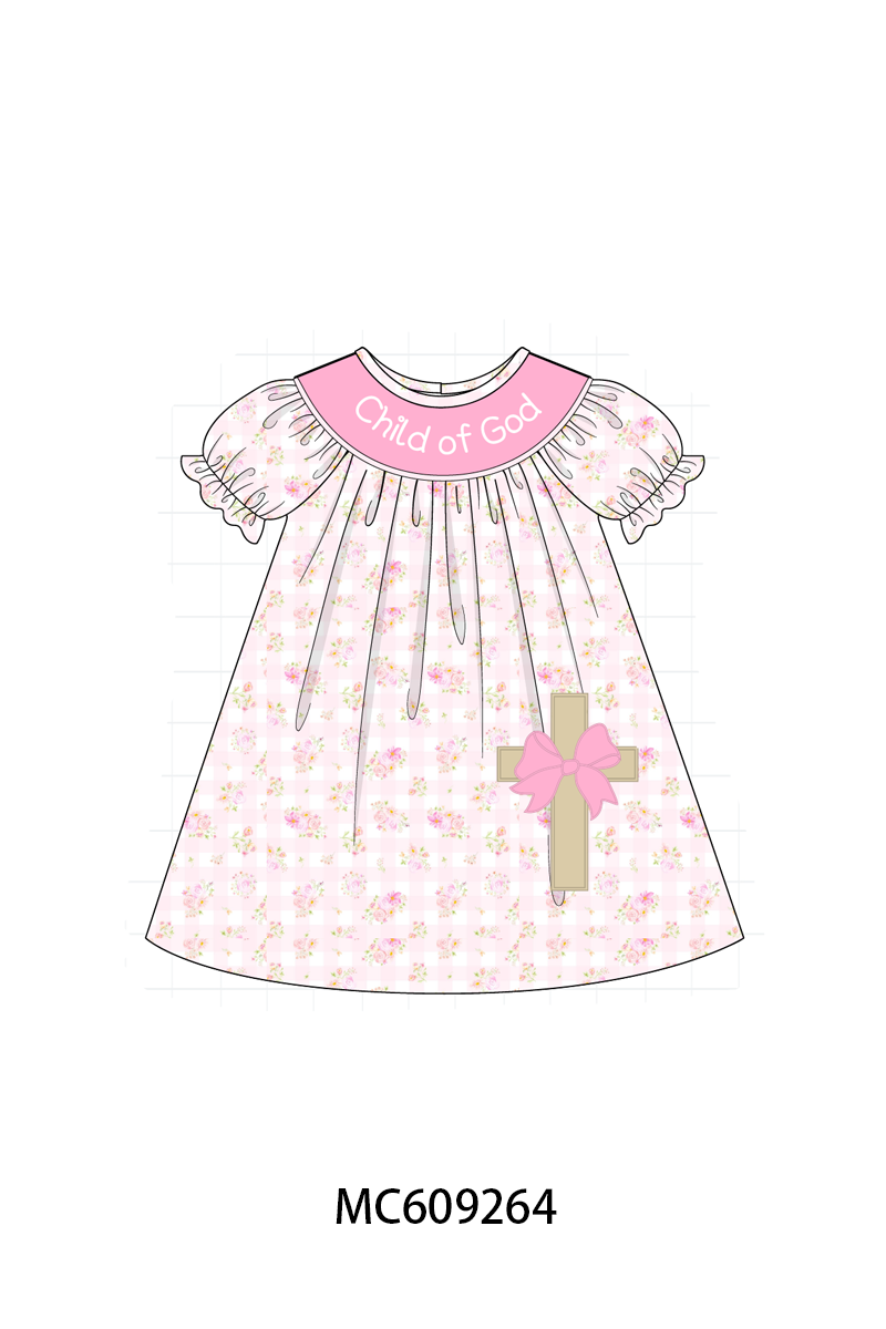 ETA MARCH 2026-po104 Pink child of god embroidery cross floral collection