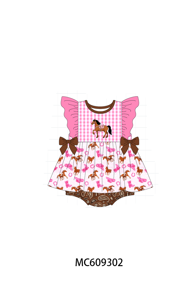 ETA MARCH 2026-po104 Pink&navy horse embroidery cowboy collection