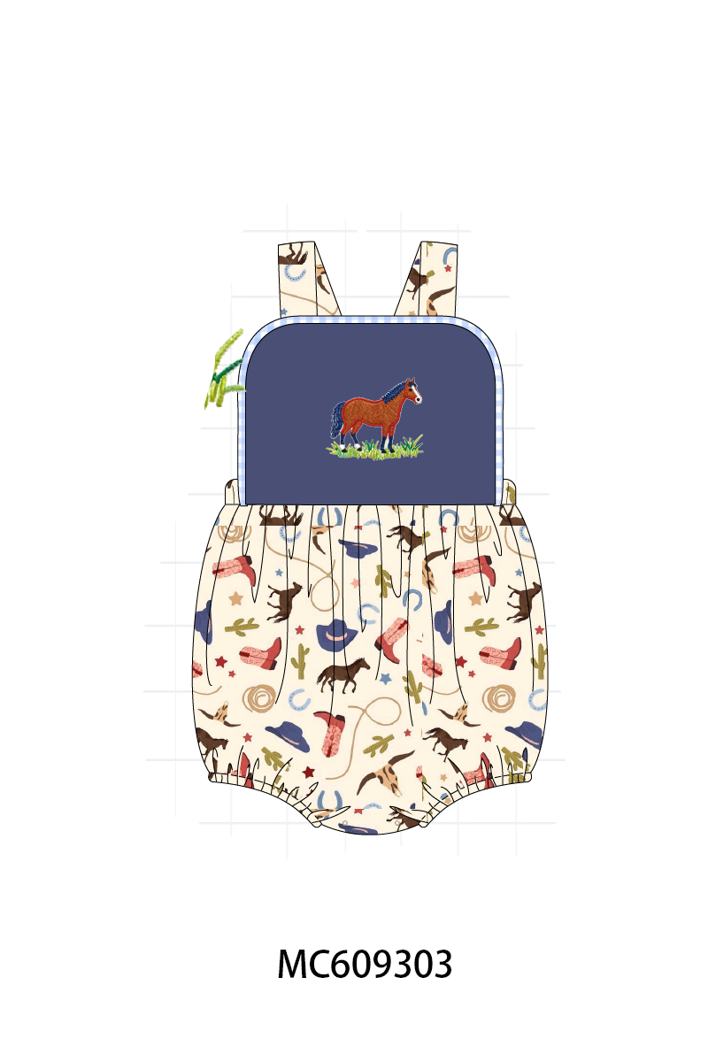 ETA MARCH 2026-po104 Pink&navy horse embroidery cowboy collection