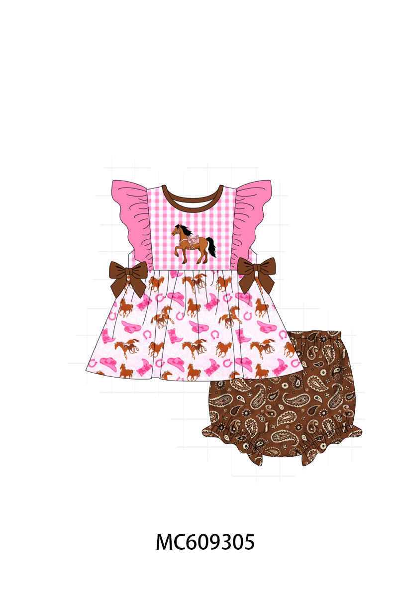 ETA MARCH 2026-po104 Pink&navy horse embroidery cowboy collection
