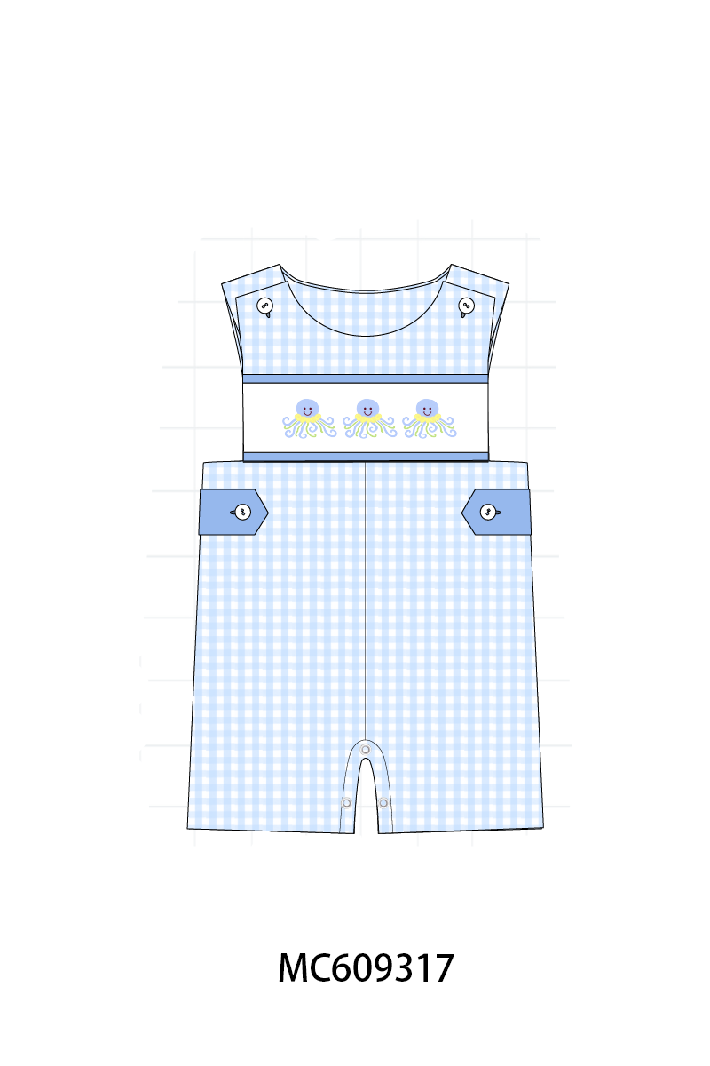 ETA MARCH 2026-po104 Blue octopus embroidery gingham collection