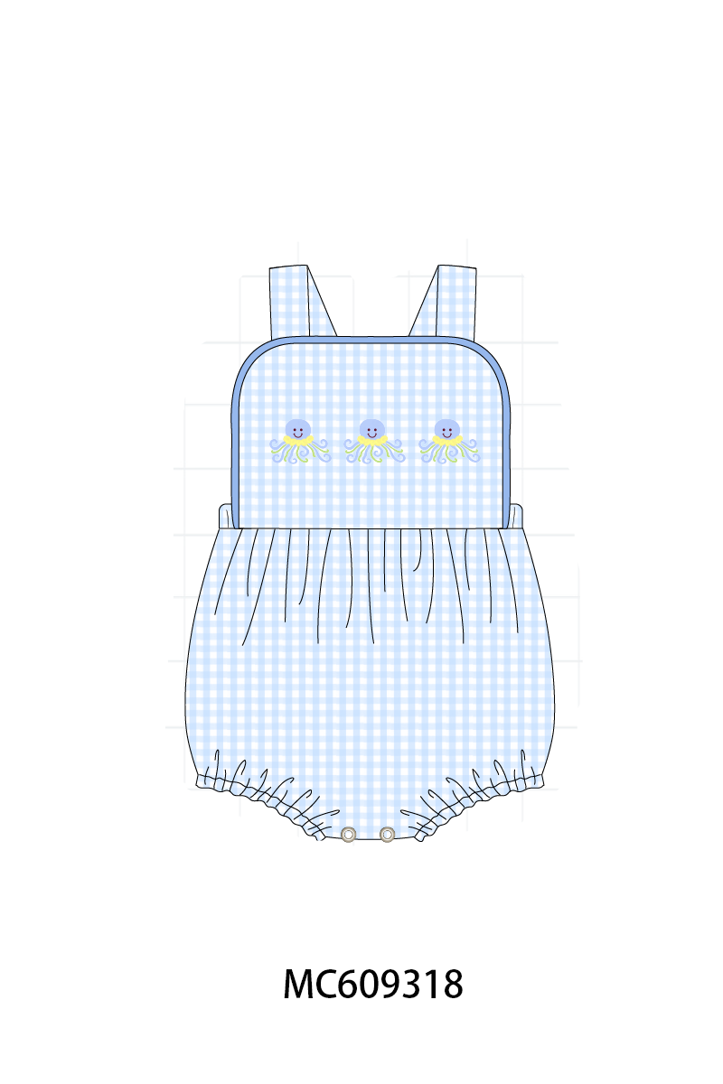 ETA MARCH 2026-po104 Blue octopus embroidery gingham collection