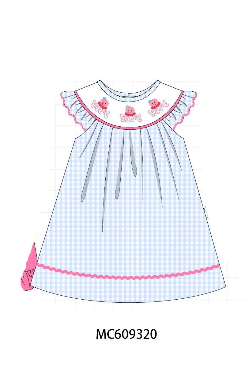 ETA MARCH 2026-po104 Blue octopus embroidery gingham collection