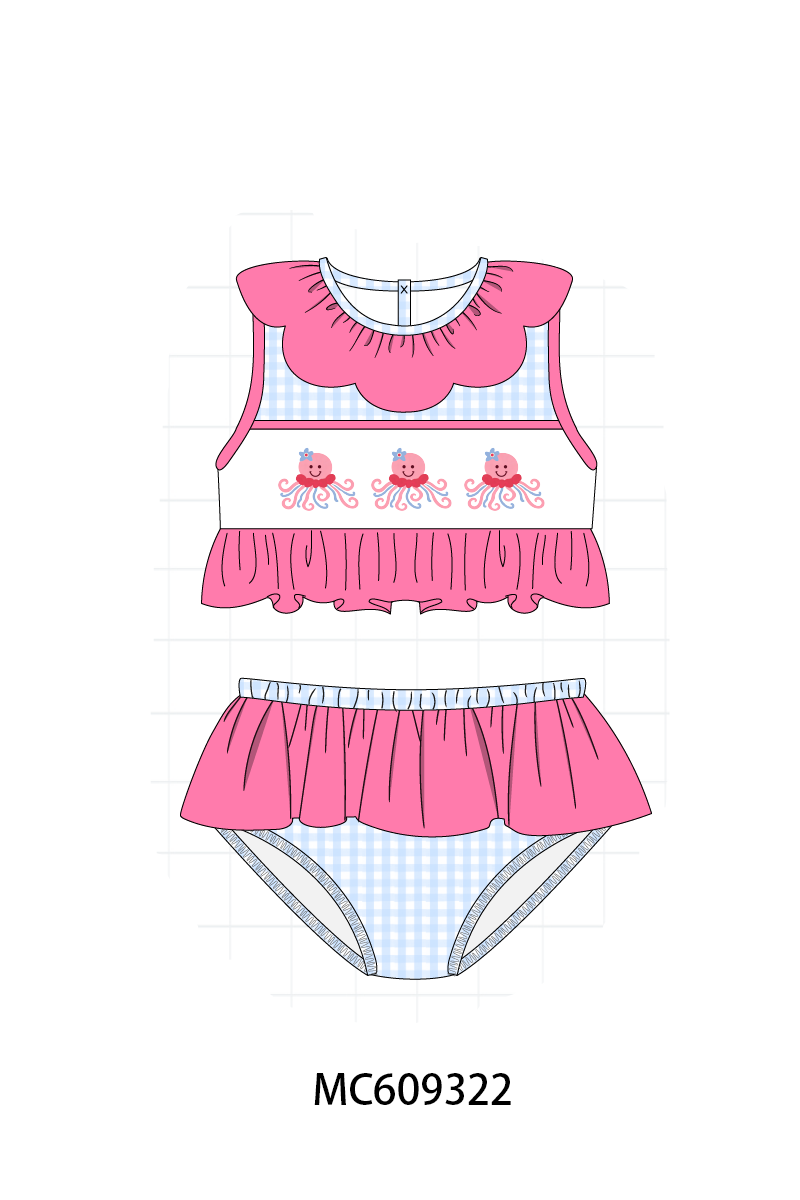 ETA MARCH 2026-po104 Blue octopus embroidery gingham collection