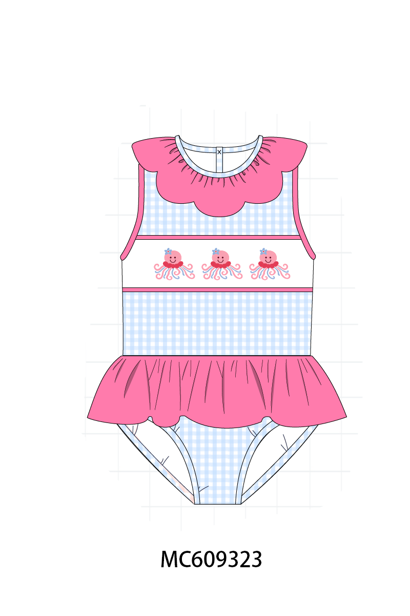 ETA MARCH 2026-po104 Blue octopus embroidery gingham collection