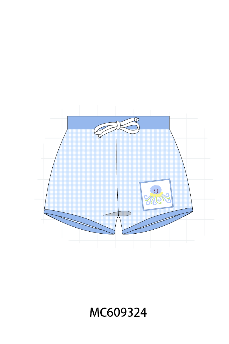 ETA MARCH 2026-po104 Blue octopus embroidery gingham collection