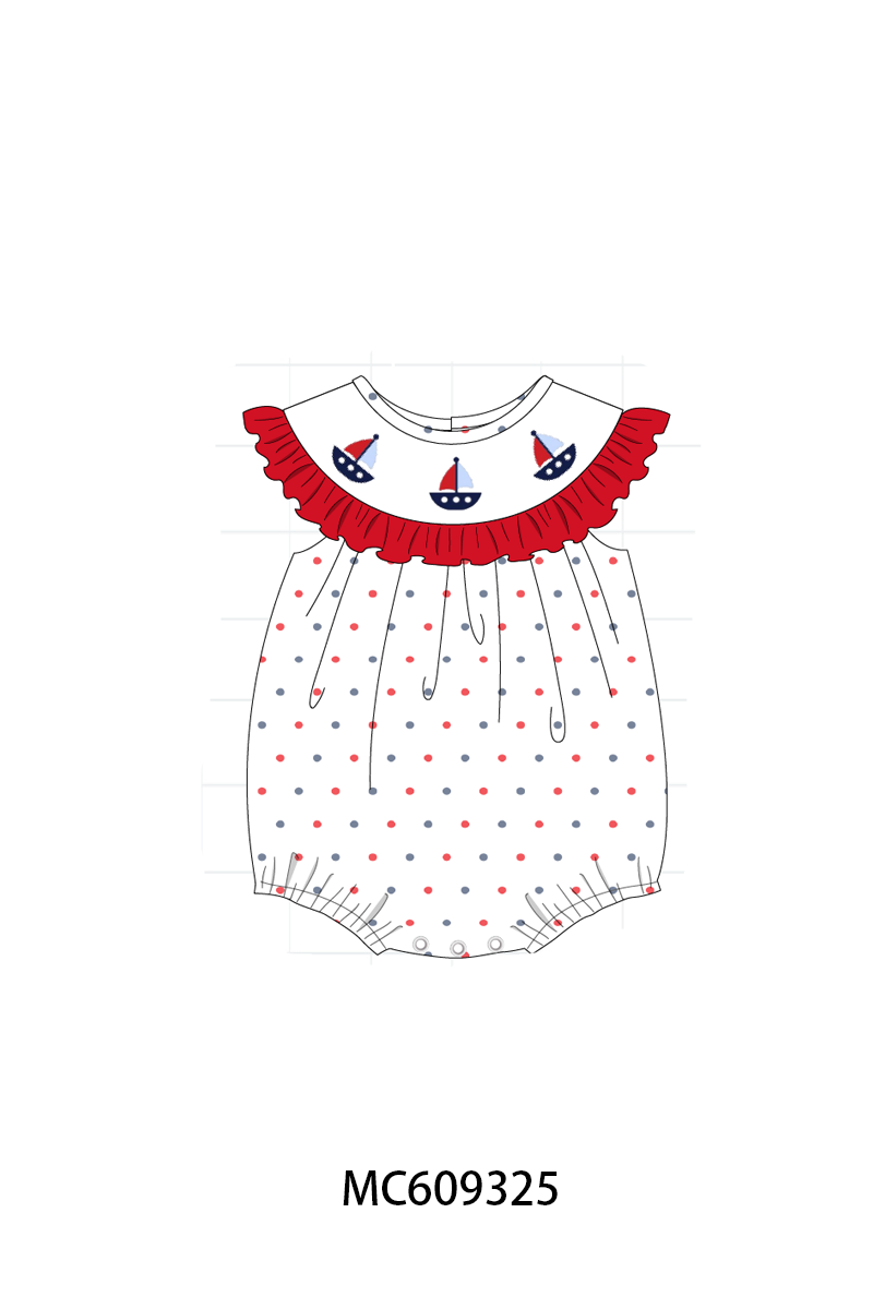 ETA MARCH 2026-po104 Red sailboat embroidery ruffle collection