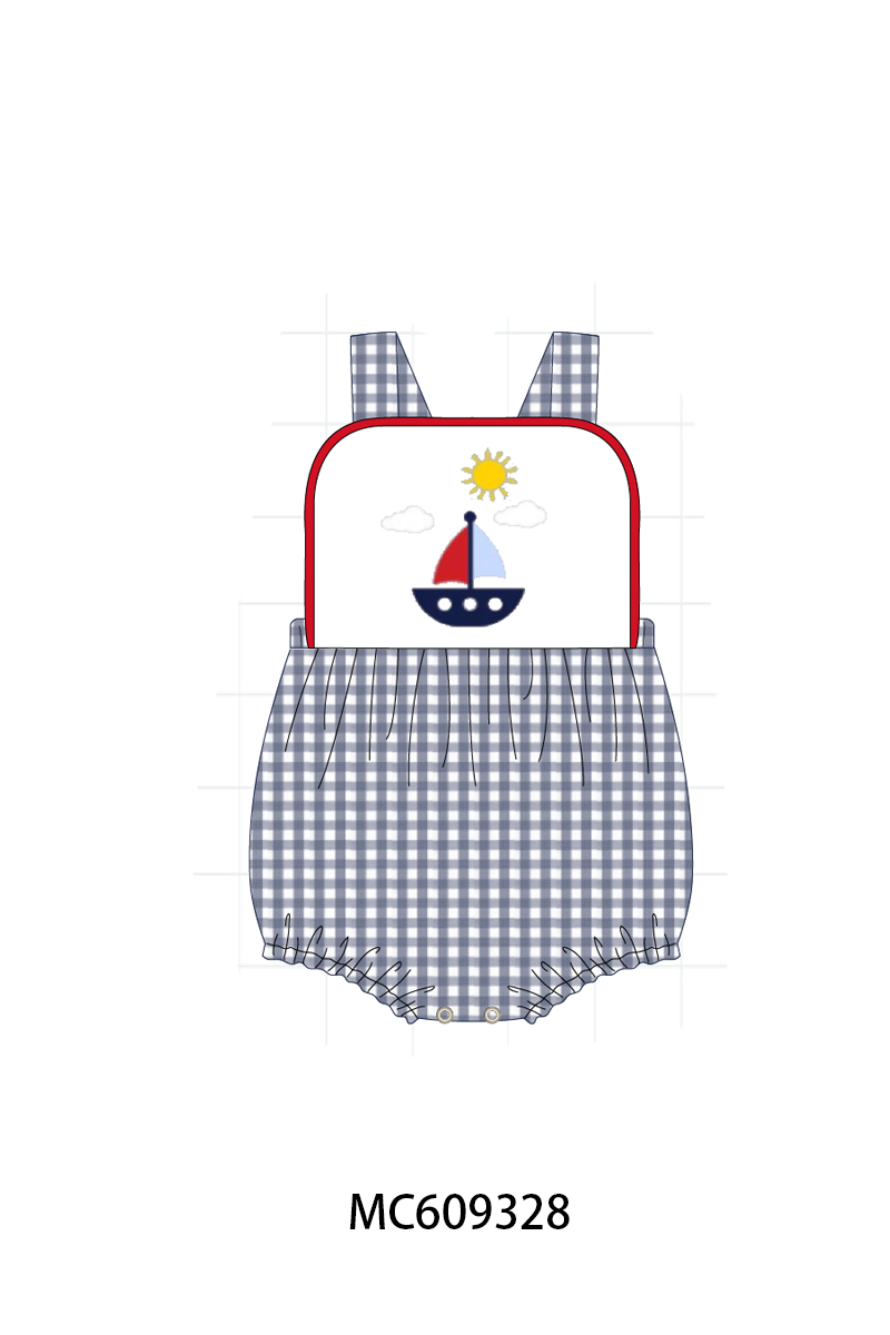 ETA MARCH 2026-po104 Red sailboat embroidery ruffle collection