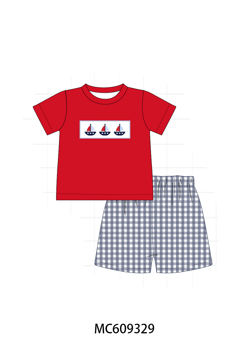 ETA MARCH 2026-po104 Red sailboat embroidery ruffle collection