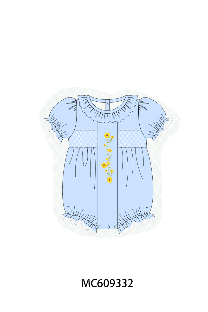 ETA MARCH 2026-po104 Blue floral smocked ruffle collection