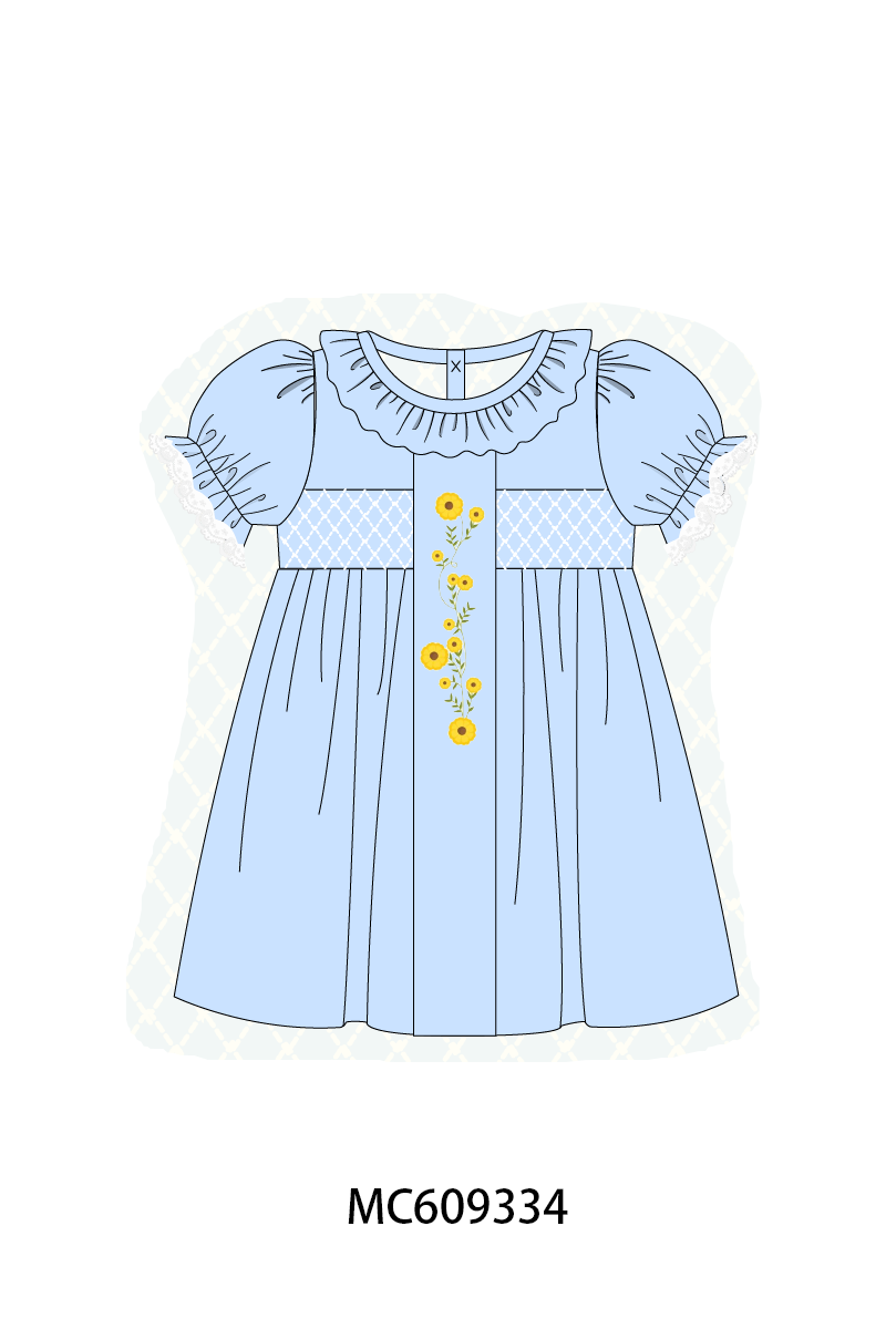 ETA MARCH 2026-po104 Blue floral smocked ruffle collection