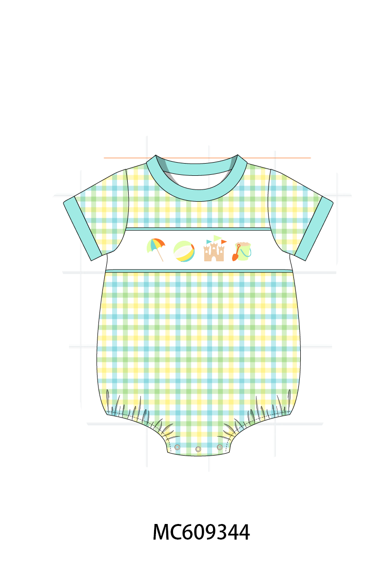 ETA MARCH 2026-po104 Pink&mint beach embroidery plaid collection