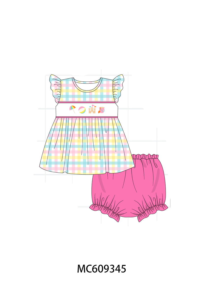 ETA MARCH 2026-po104 Pink&mint beach embroidery plaid collection