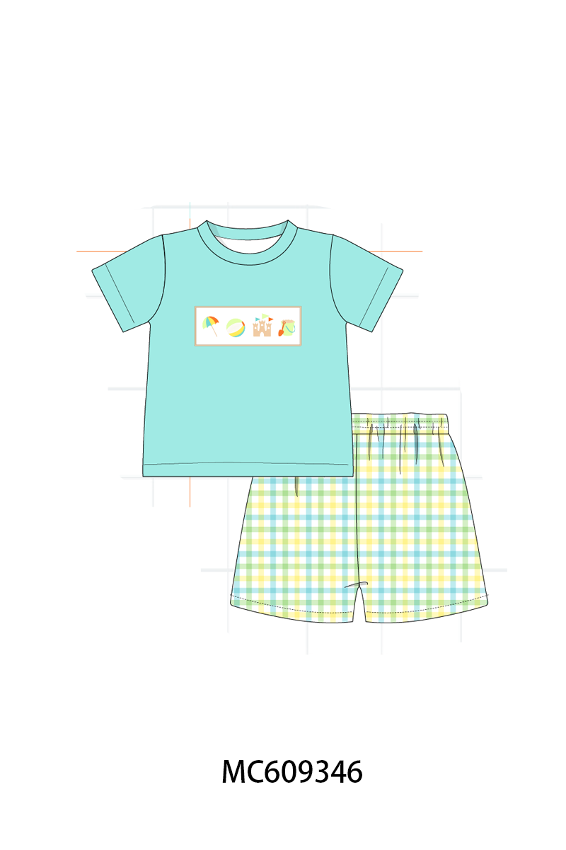 ETA MARCH 2026-po104 Pink&mint beach embroidery plaid collection