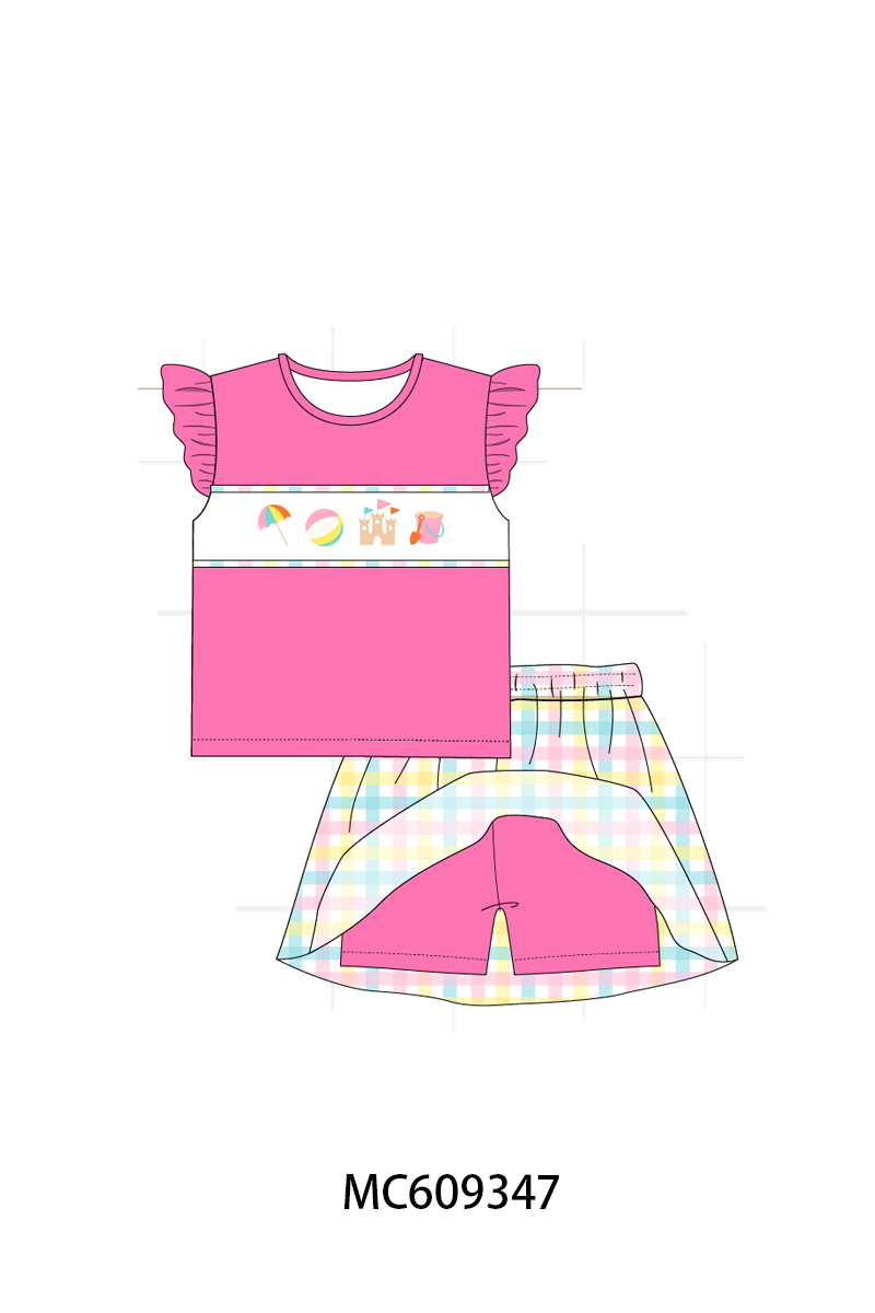 ETA MARCH 2026-po104 Pink&mint beach embroidery plaid collection