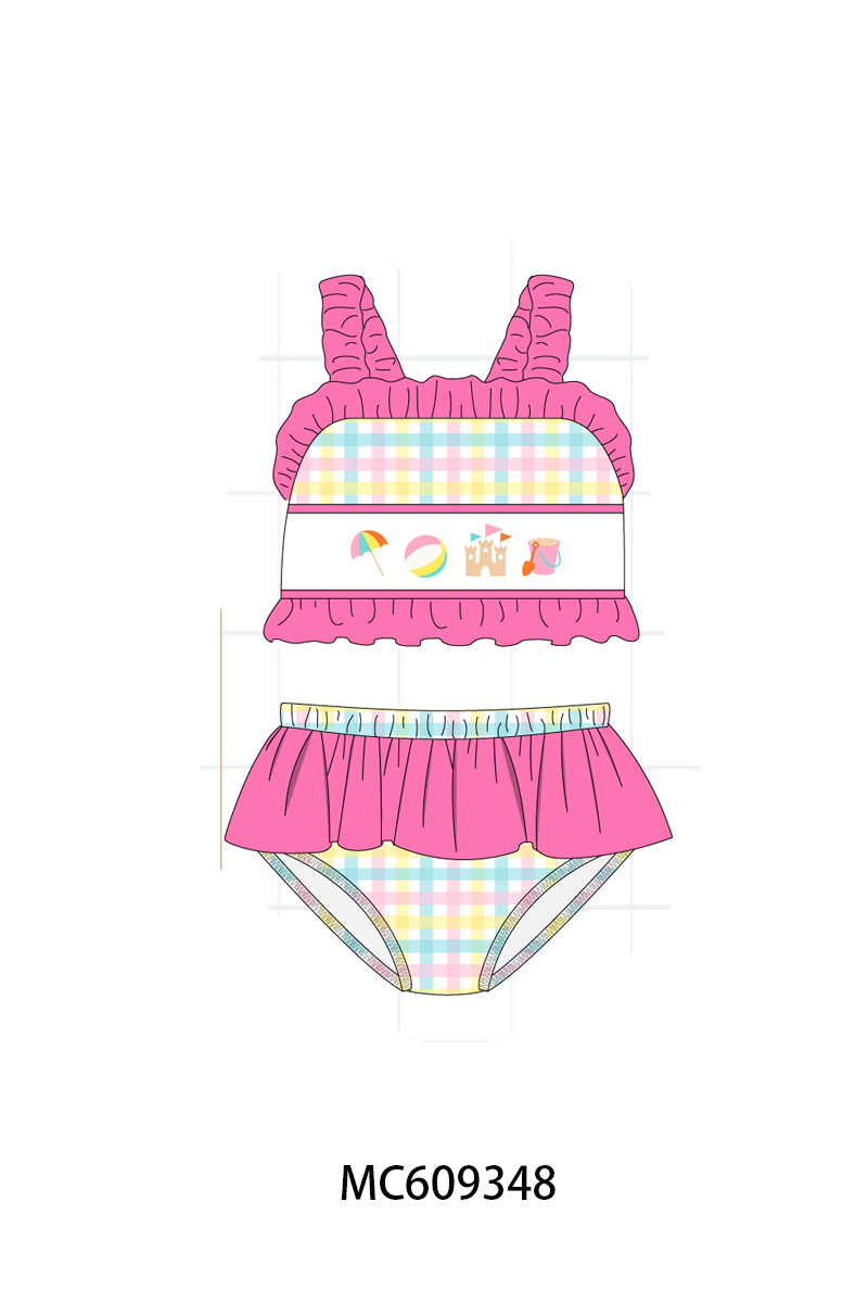 ETA MARCH 2026-po104 Pink&mint beach embroidery plaid collection