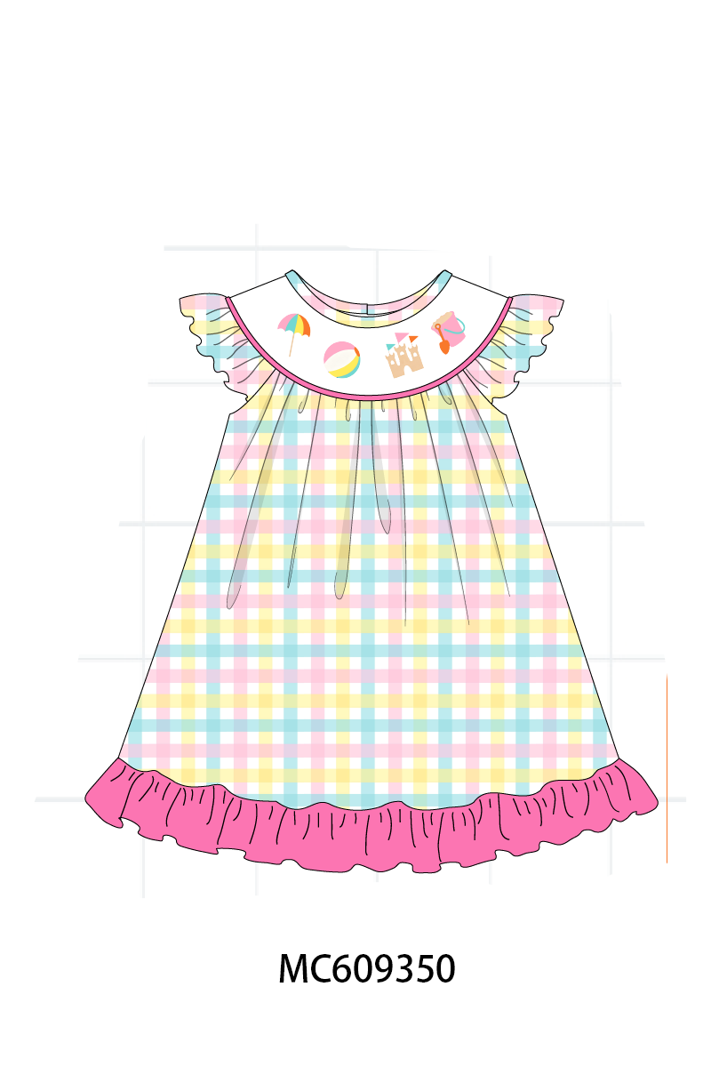ETA MARCH 2026-po104 Pink&mint beach embroidery plaid collection