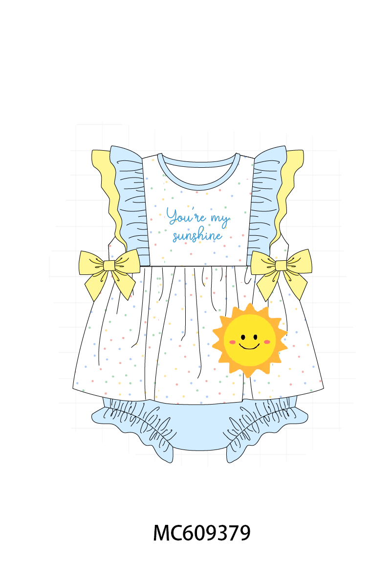 ETA MARCH 2026-po104 Blue you're my sunshine embroidery ruffle collection