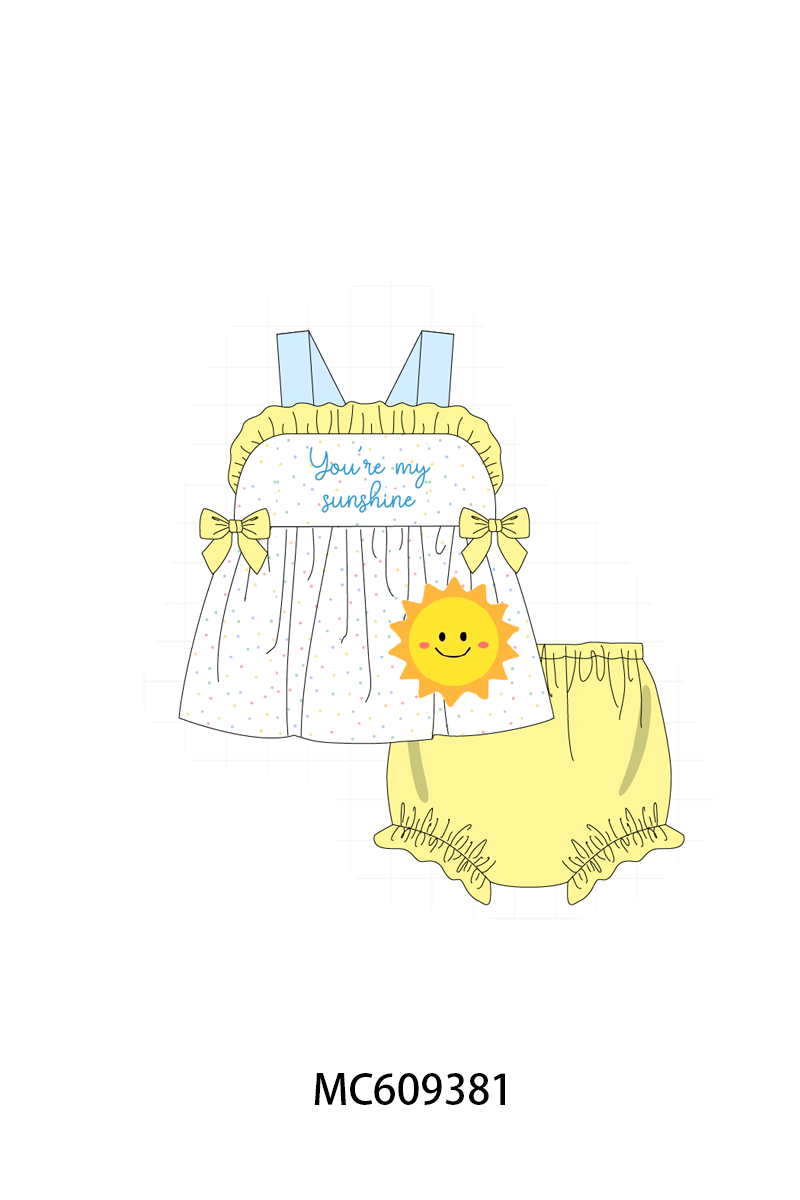 ETA MARCH 2026-po104 Blue you're my sunshine embroidery ruffle collection