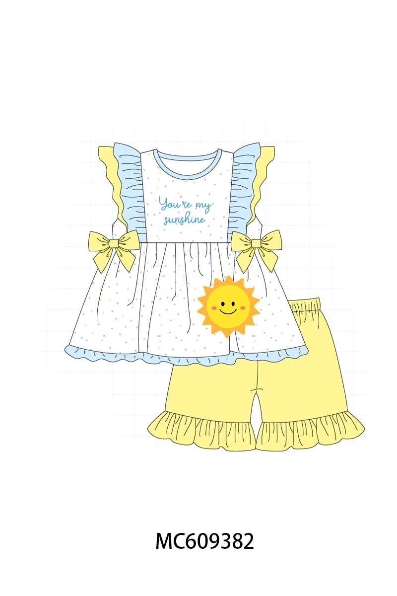 ETA MARCH 2026-po104 Blue you're my sunshine embroidery ruffle collection