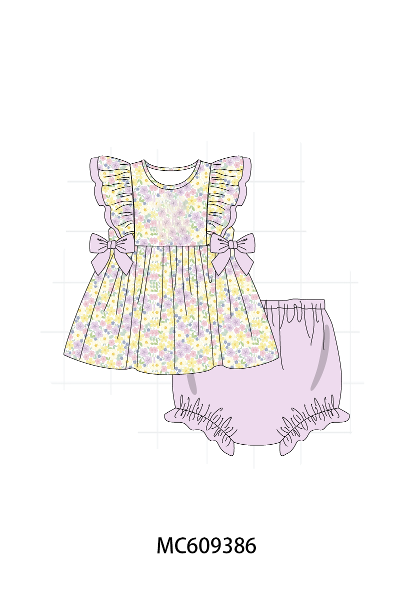 ETA MARCH 2026-po104 Purple floral  embroidery ruffle collection