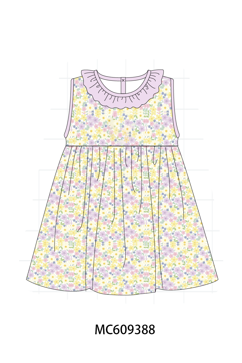 ETA MARCH 2026-po104 Purple floral  embroidery ruffle collection
