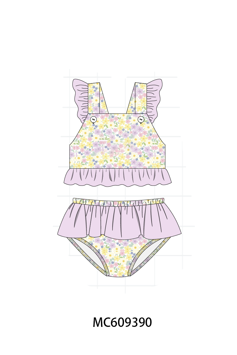 ETA MARCH 2026-po104 Purple floral  embroidery ruffle collection