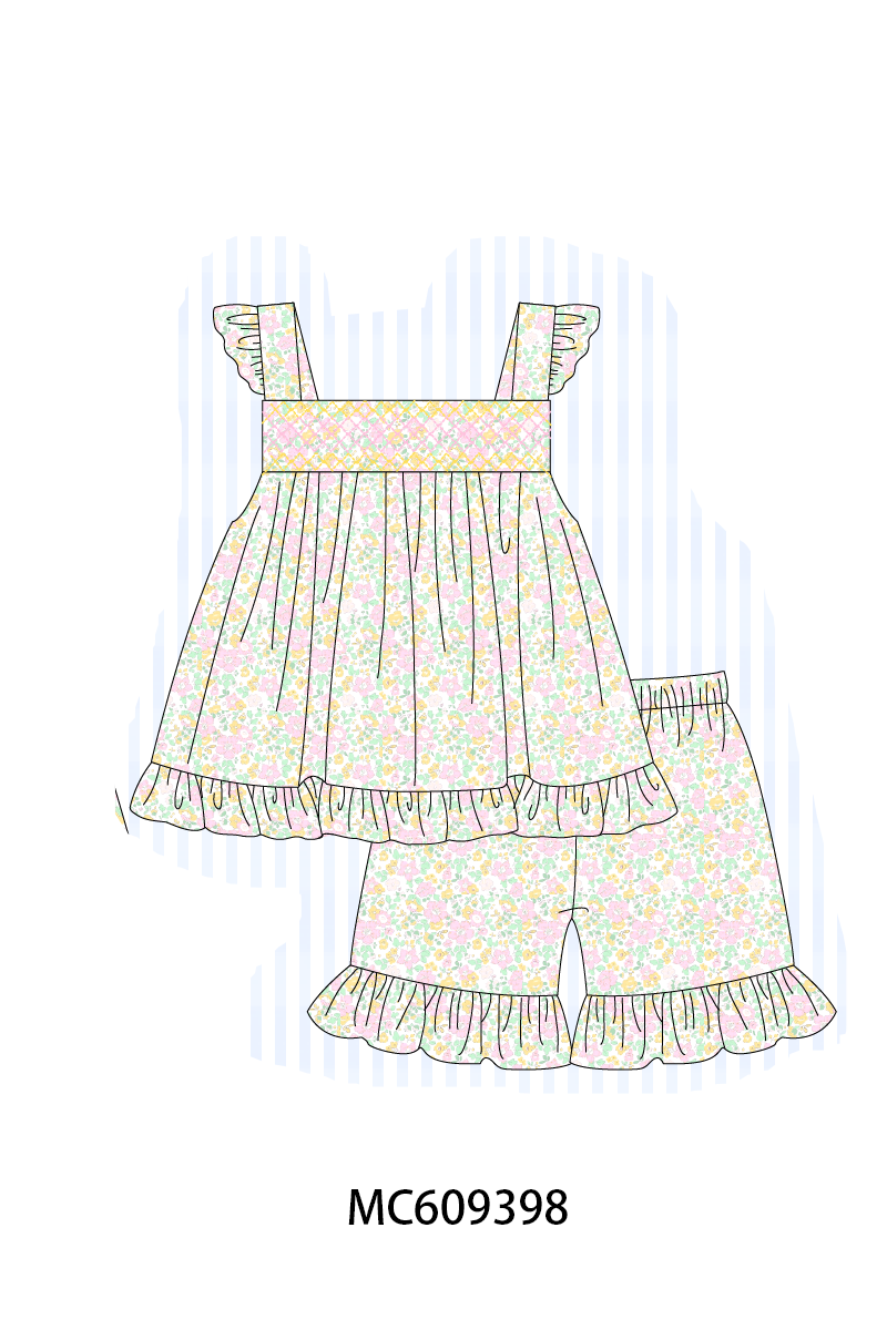 ETA MARCH 2026-po104 Floral smocked ruffle collection