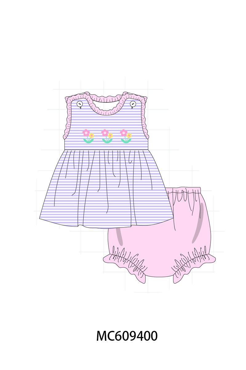 ETA MARCH 2026-po104 Purple stripe floral embroidery collection