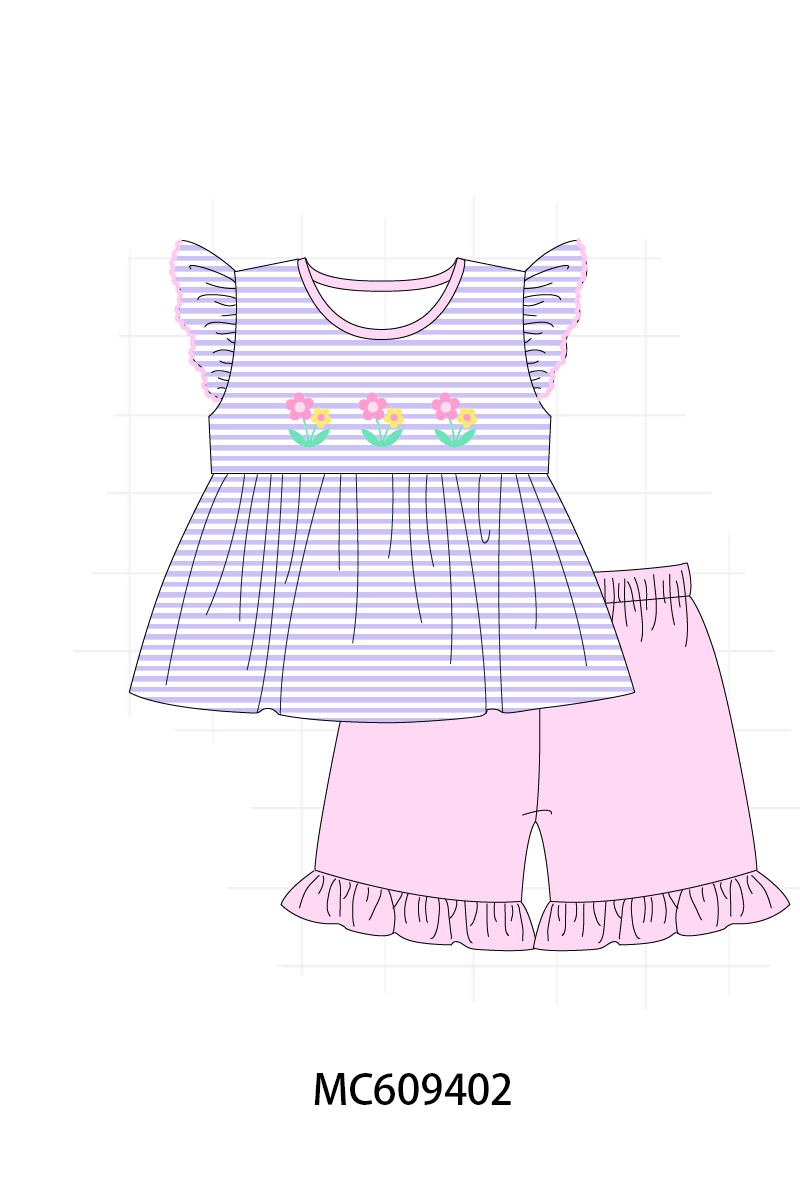 ETA MARCH 2026-po104 Purple stripe floral embroidery collection