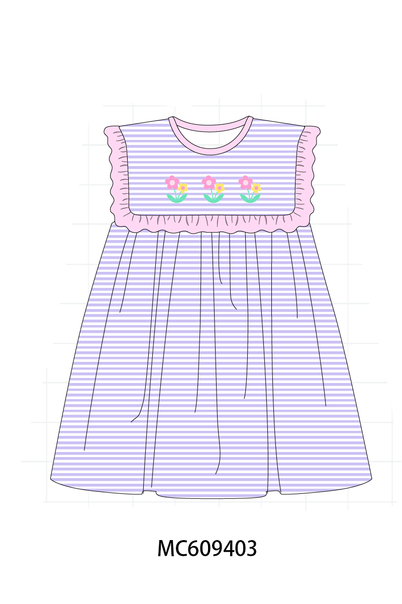 ETA MARCH 2026-po104 Purple stripe floral embroidery collection