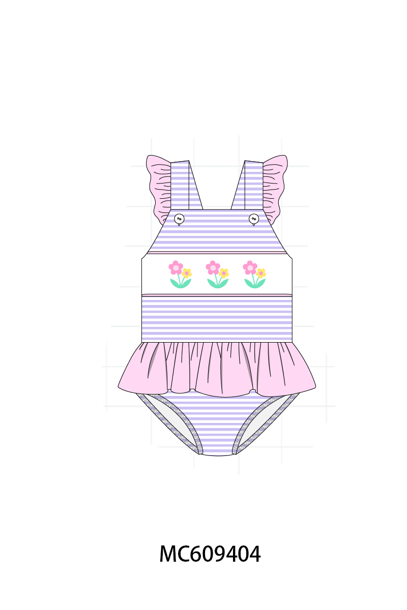 ETA MARCH 2026-po104 Purple stripe floral embroidery collection