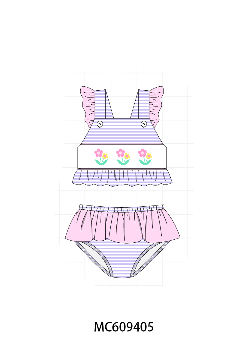 ETA MARCH 2026-po104 Purple stripe floral embroidery collection