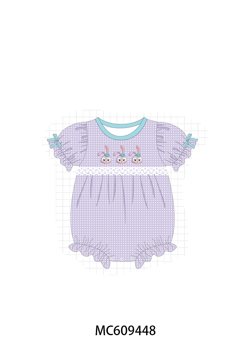 ETA MARCH 2026-po104 Purple easter bunny embroidery ruffle collection
