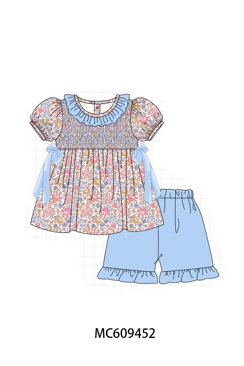 ETA MARCH 2026-po104 Blue floral smocked collection