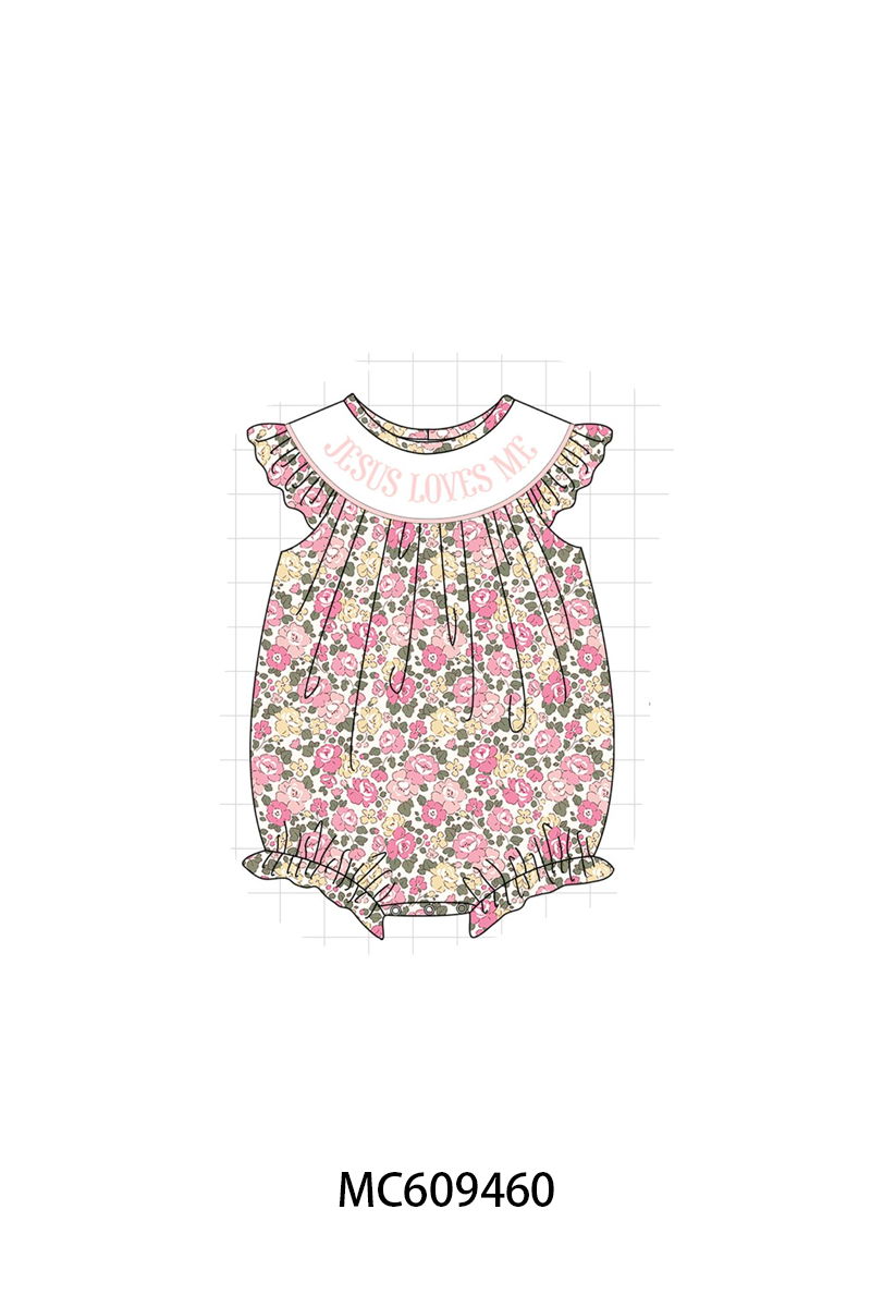 ETA MARCH 2026-po104 Jesus loves me embroidery floral ruffle collection