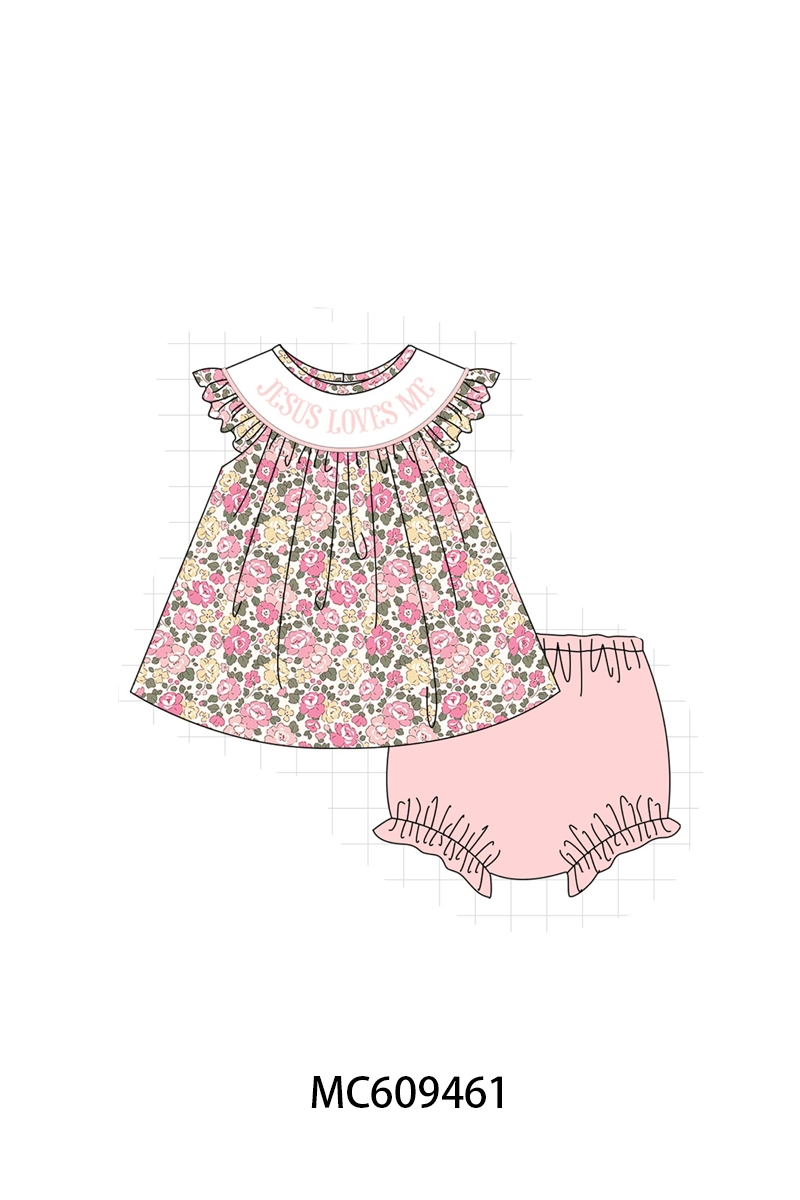 ETA MARCH 2026-po104 Jesus loves me embroidery floral ruffle collection
