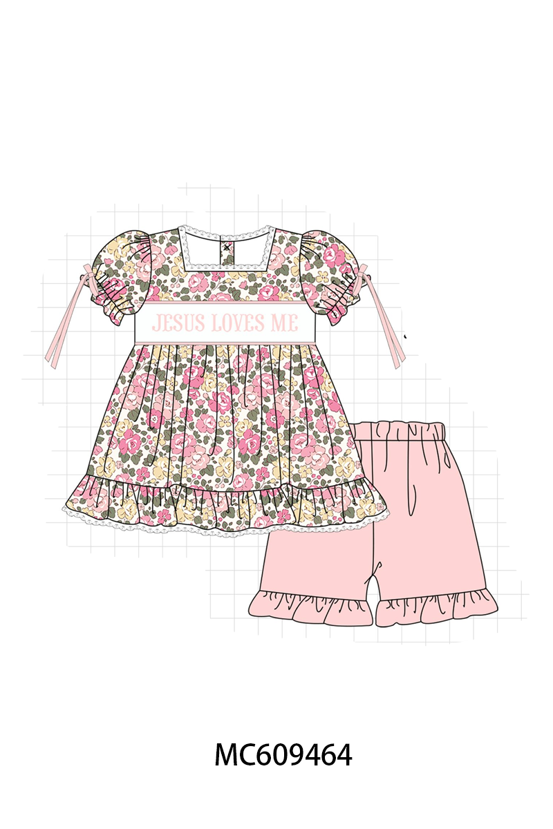ETA MARCH 2026-po104 Jesus loves me embroidery floral ruffle collection