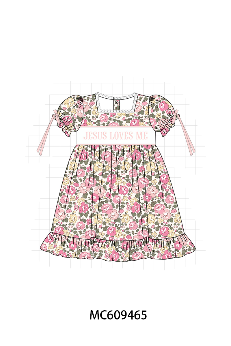 ETA MARCH 2026-po104 Jesus loves me embroidery floral ruffle collection