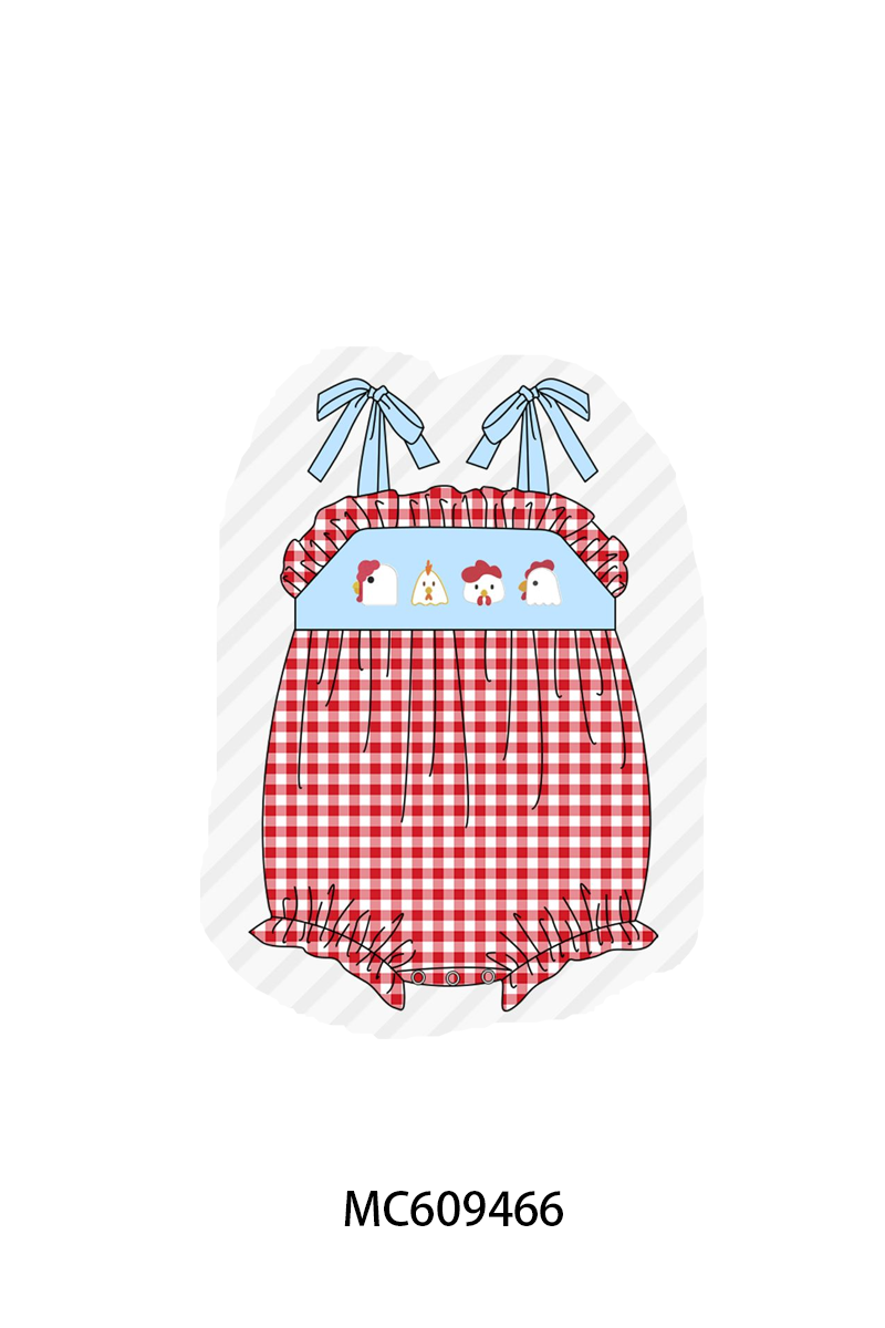 ETA MARCH 2026-po104 Red chicken embroidery gingham collection