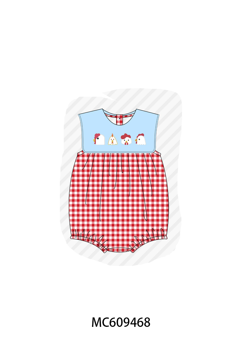 ETA MARCH 2026-po104 Red chicken embroidery gingham collection