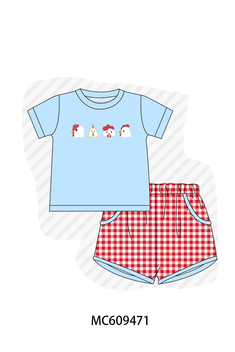 ETA MARCH 2026-po104 Red chicken embroidery gingham collection