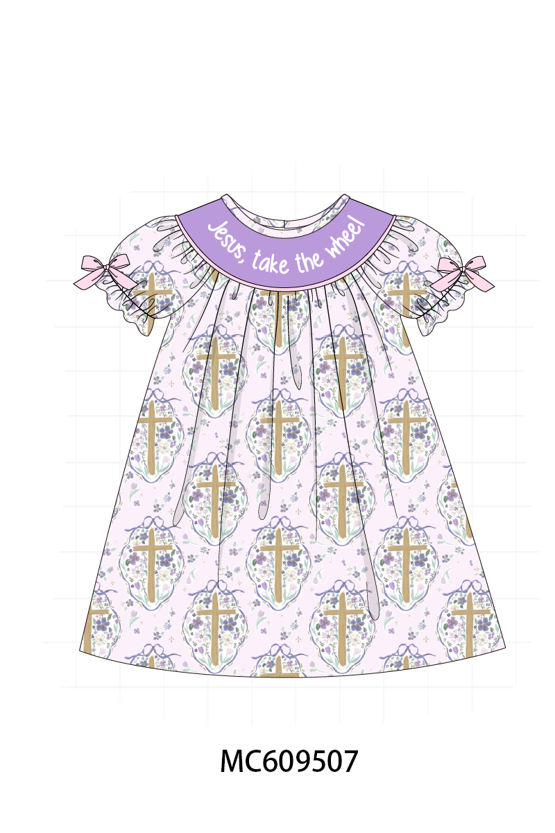 ETA MARCH 2026-po104 Purple&teal jesus take the wheel embroidery collection