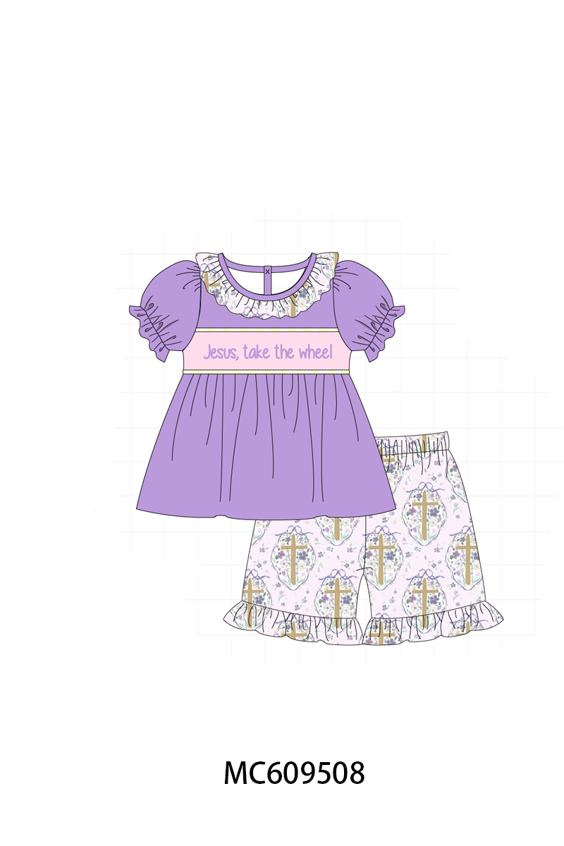 ETA MARCH 2026-po104 Purple&teal jesus take the wheel embroidery collection