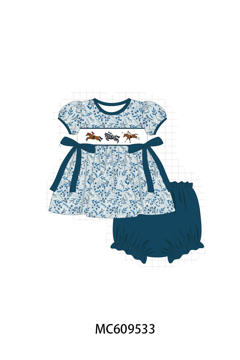 ETA MARCH 2026-po104 Teal horse race embroidery collection
