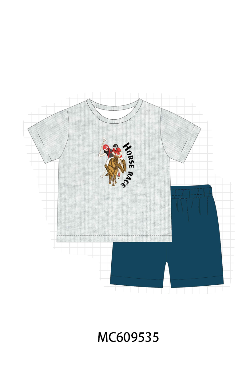 ETA MARCH 2026-po104 Teal horse race embroidery collection