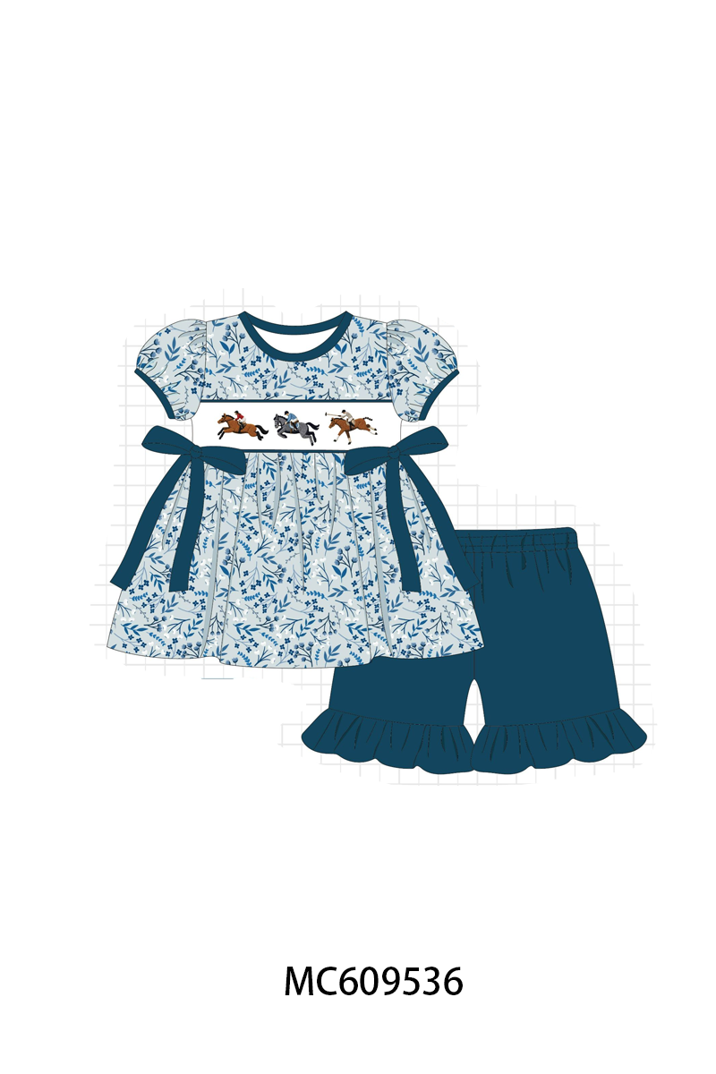 ETA MARCH 2026-po104 Teal horse race embroidery collection