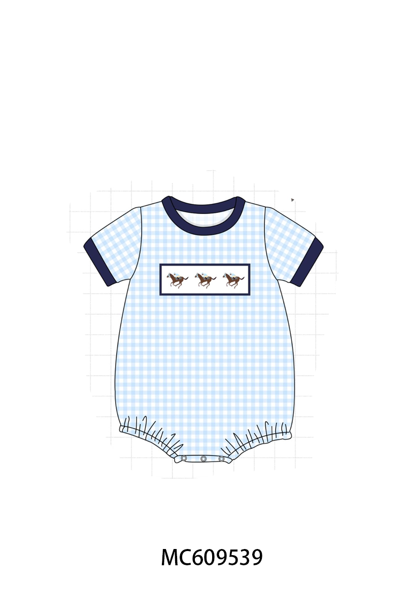 ETA MARCH 2026-po104 Pink horse riding embroidery gingham collection
