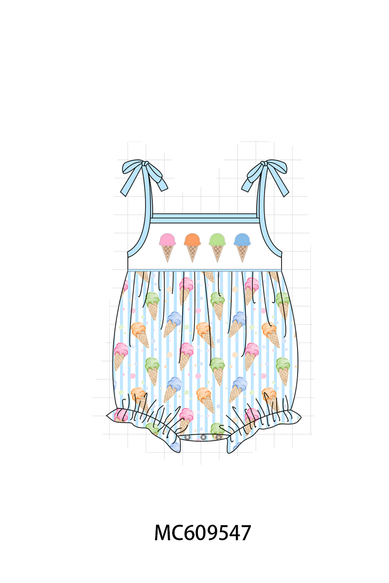 ETA MARCH 2026-po104 Blue ice cream embroidery stripe collection