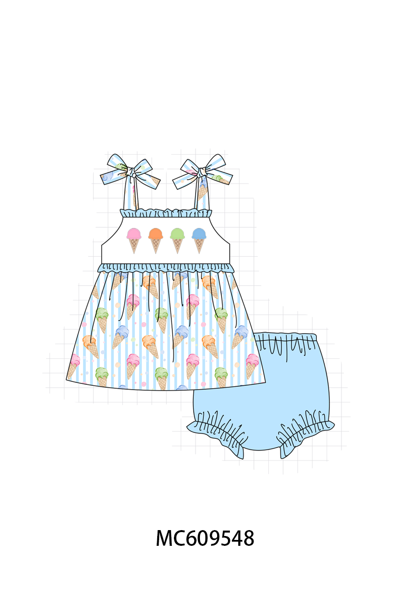 ETA MARCH 2026-po104 Blue ice cream embroidery stripe collection